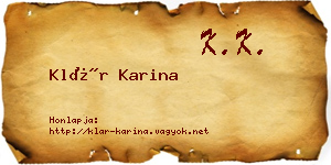 Klár Karina névjegykártya